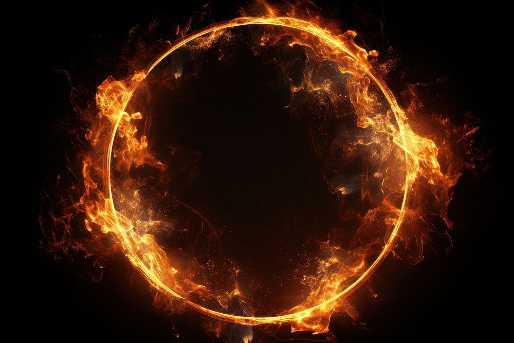 Photo fire in circle frame astronomy burning space.