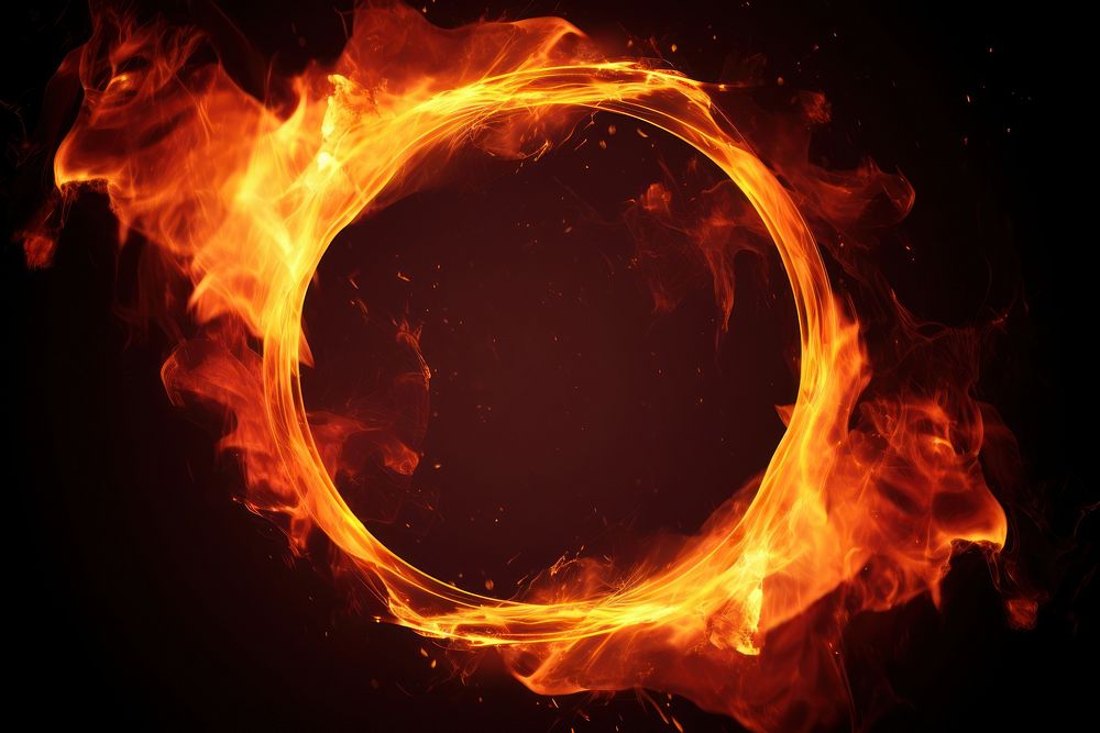 Fire in circle shape burning flame illuminated.
