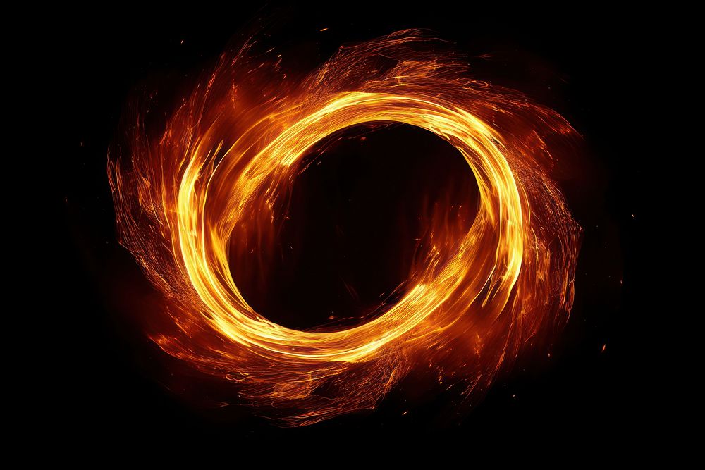 Photo fire in spiral twist burning light night.
