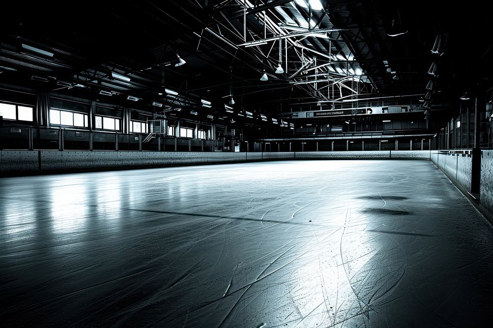 Hockey ice rink sport arena empty field sports architecture illuminated.