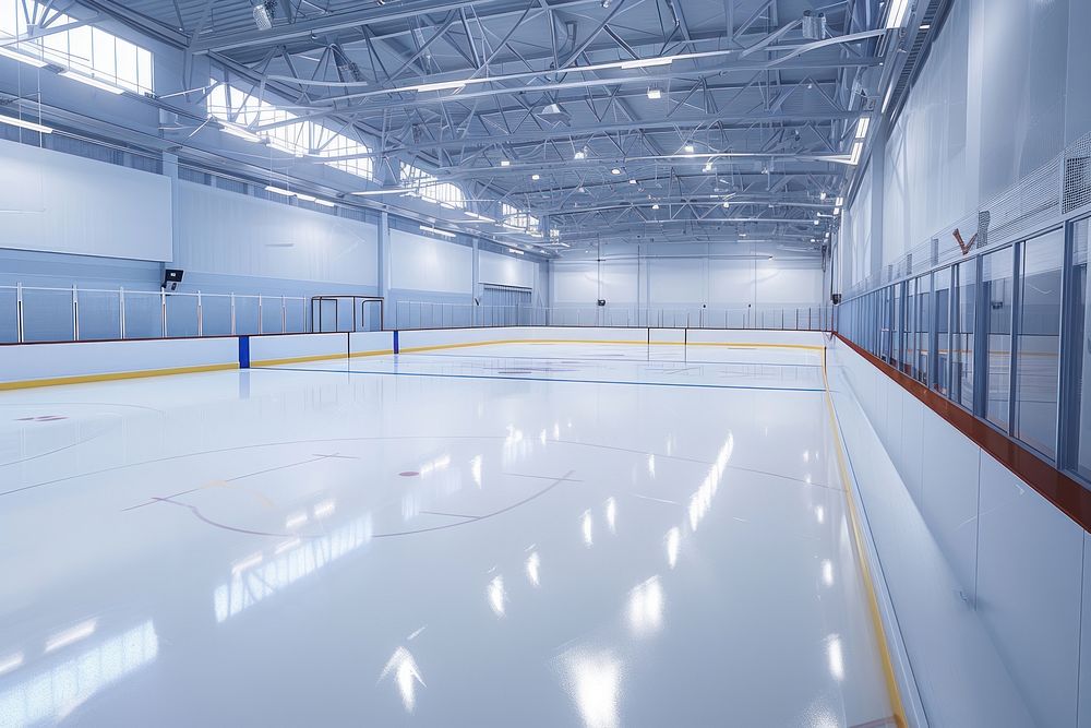 Hockey ice rink sport arena empty field sports hockey architecture.