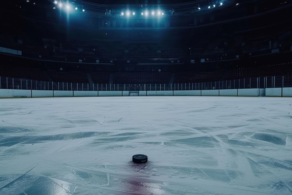Hockey ice rink sport arena empty field sports hockey darkness.