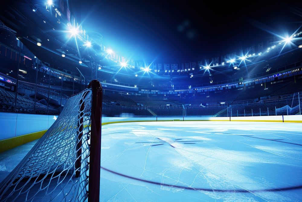 Hockey ice rink sport arena empty field sports hockey illuminated.