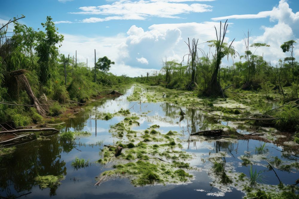 Swamp in tagalog landscape nature vegetation.