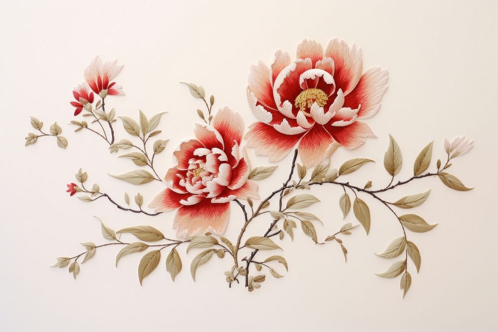 Chinese flower in embroidery pattern plant art.