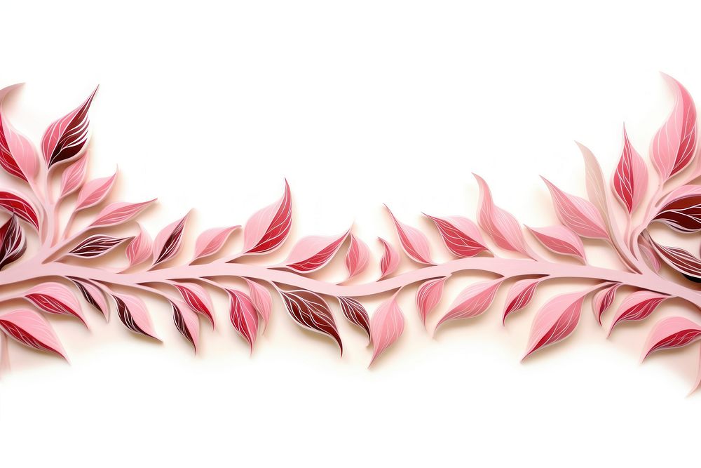 Pink leaves origami border pattern flower plant.