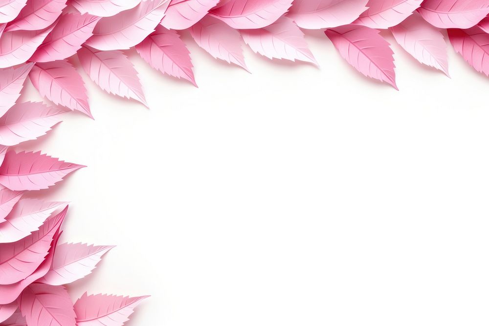 Pink leaves origami border backgrounds flower petal.