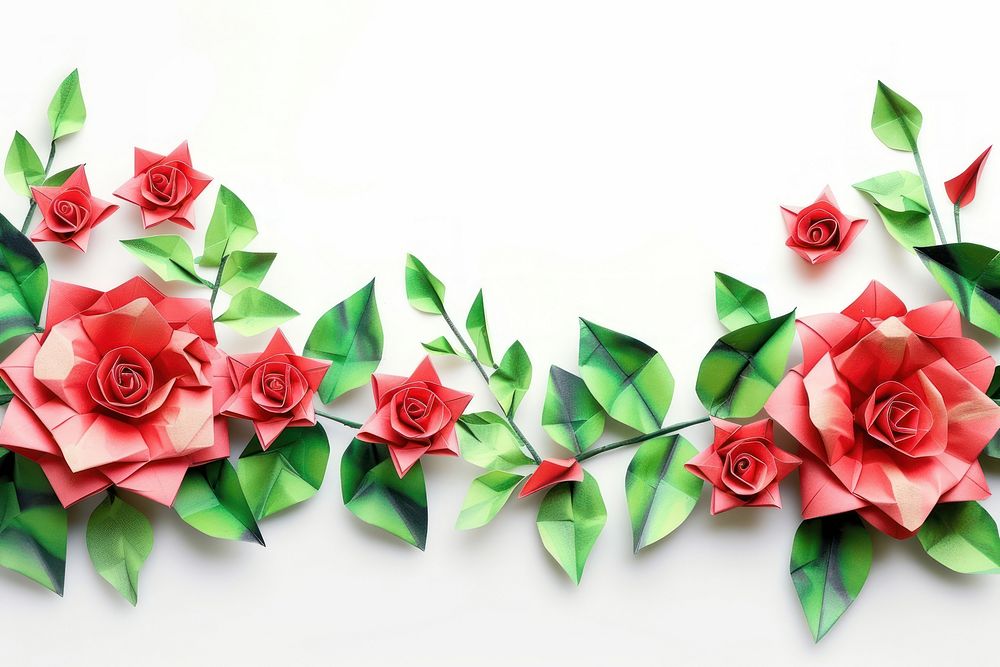 Rose garden border origami flower paper.