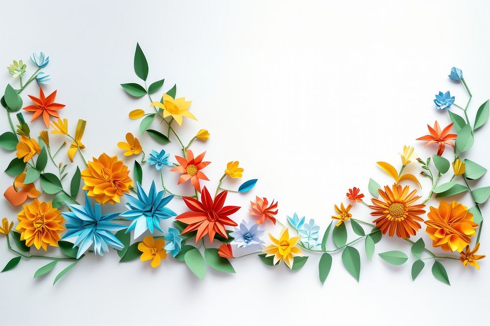 Summer floral border flower pattern origami.