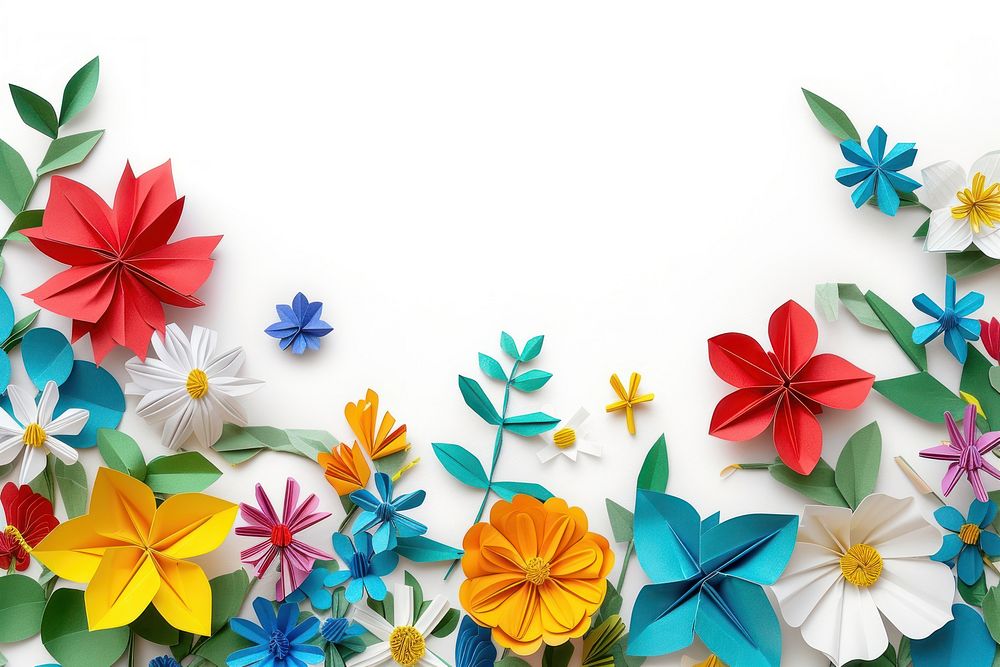 Summer floral border flower backgrounds origami.