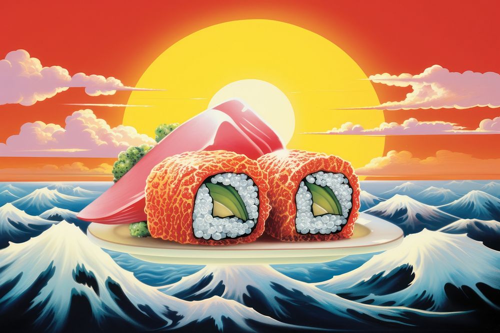 Sushi food rice sandwich.