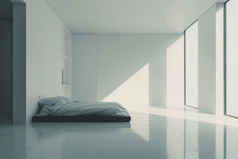 Minimal space bedroom furniture flooring architecture.