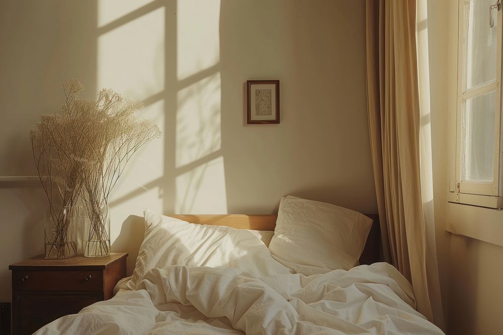 Minimal space bedroom furniture blanket pillow.