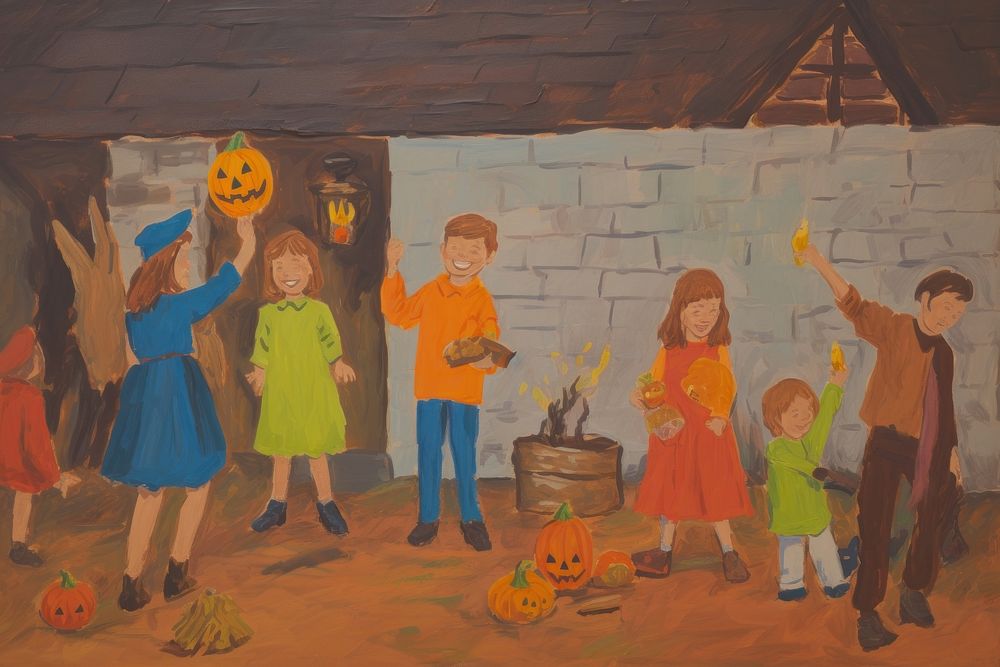 Halloween painting child art.