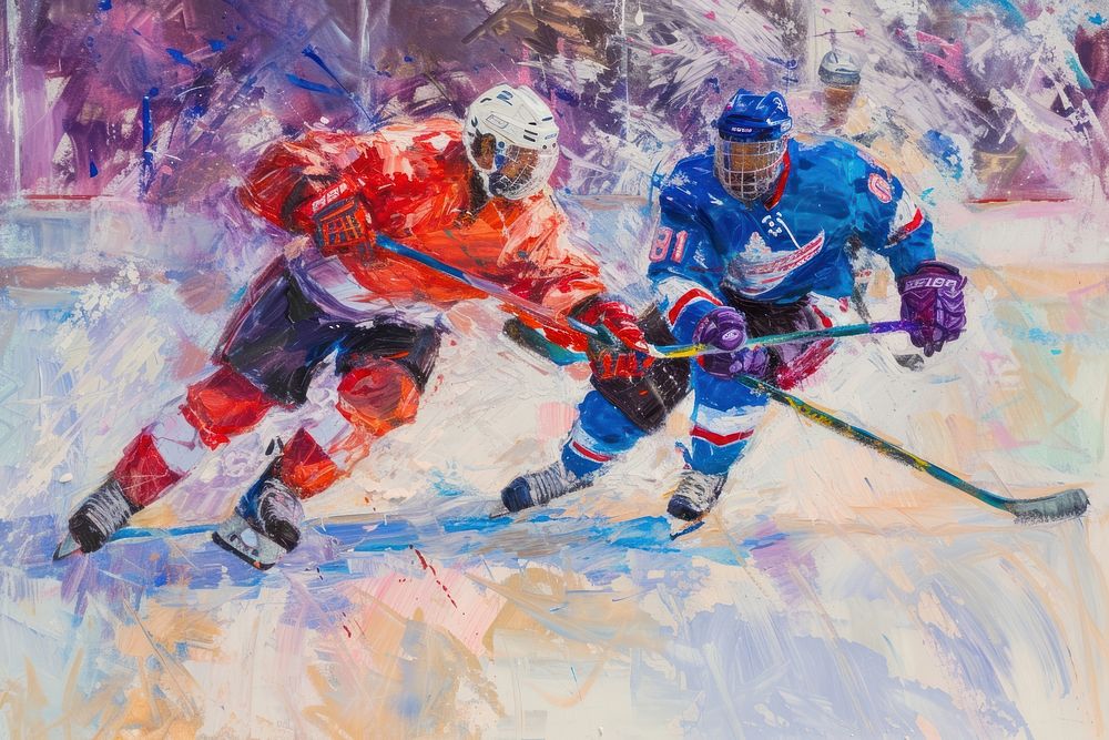Hockey painting sports helmet.