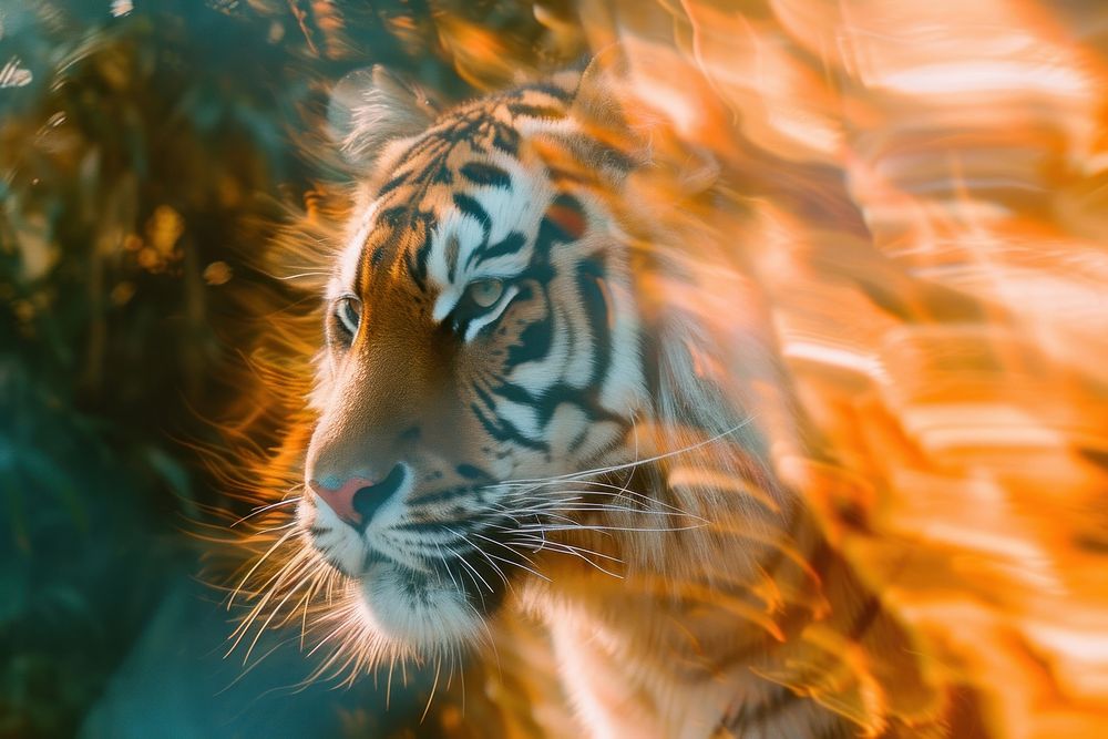 Tiger light leaks backgrounds wildlife animal.