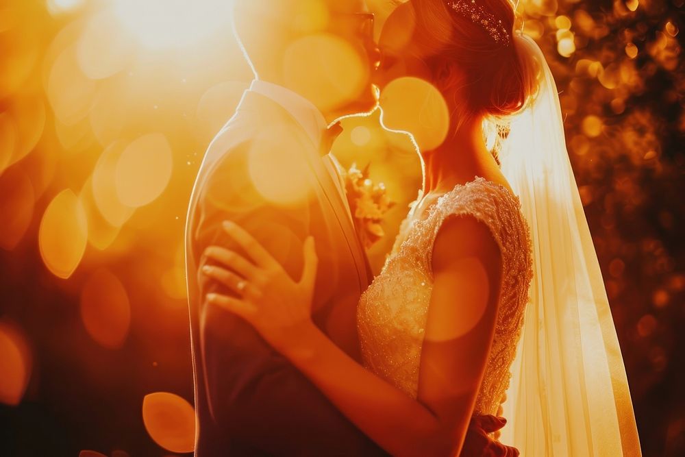 Wedding light leaks adult bride togetherness.