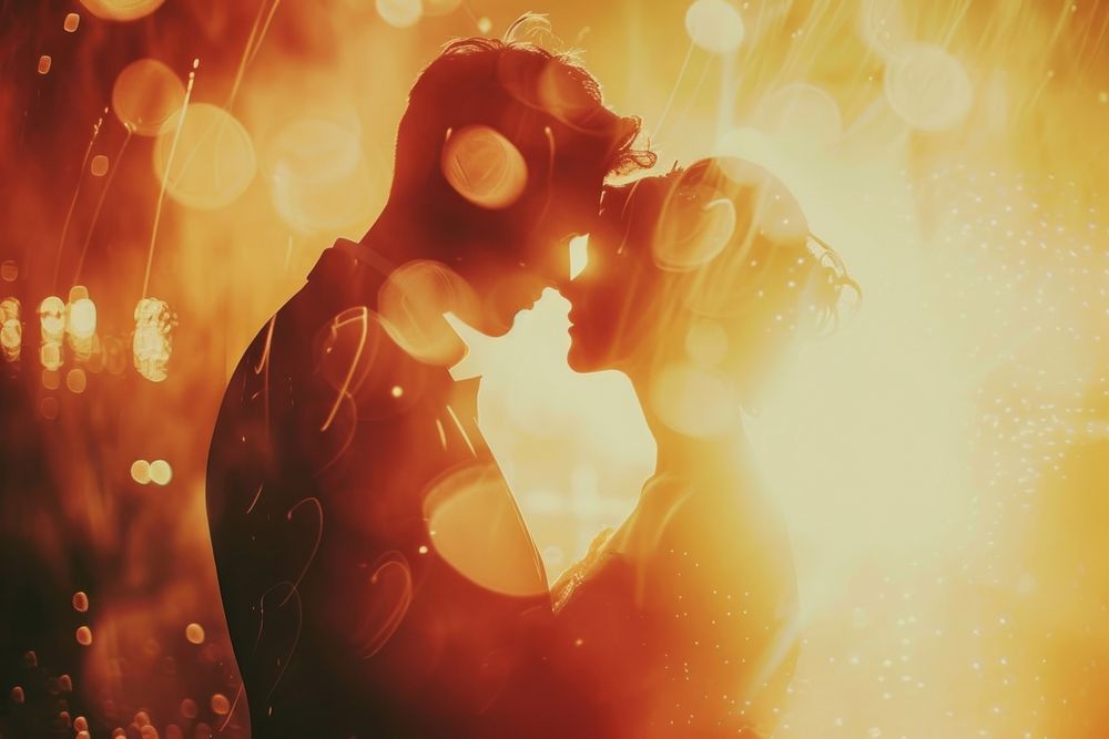 Wedding light leaks photography kissing red.