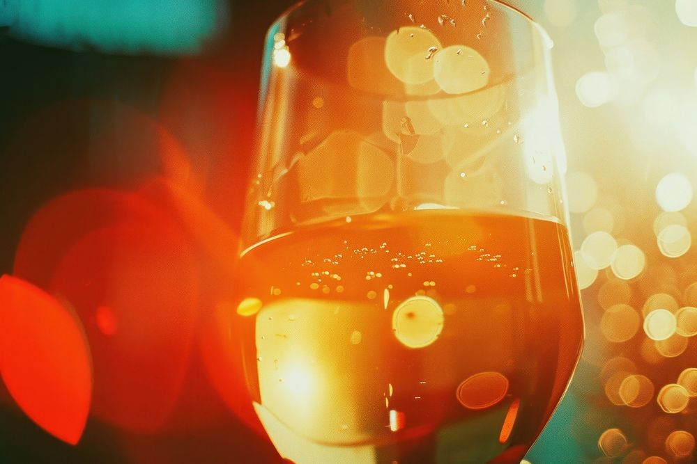 Wine light leaks bottle drink glass.