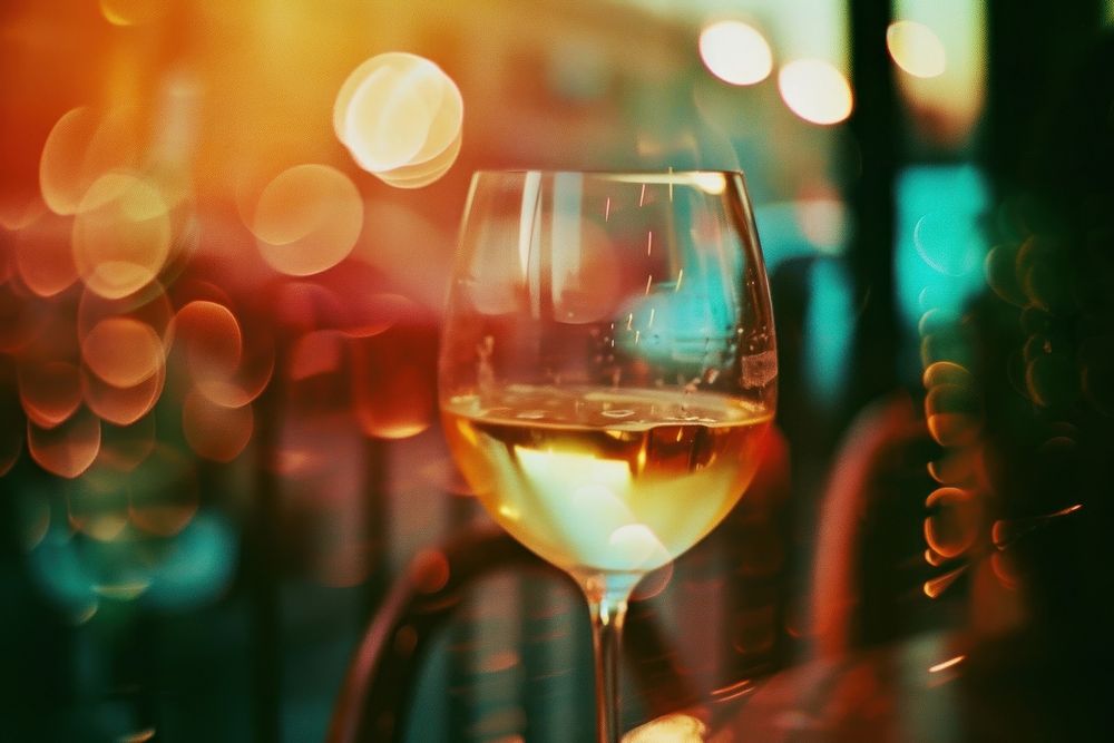 Wine light leaks drink glass refreshment.