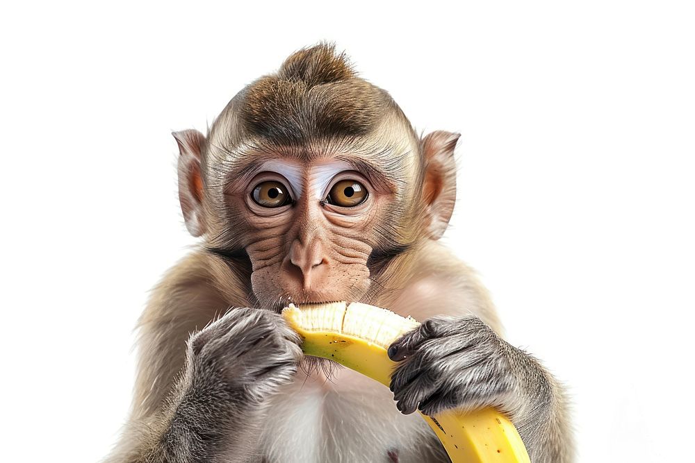 Monkey eating banana wildlife animal mammal.