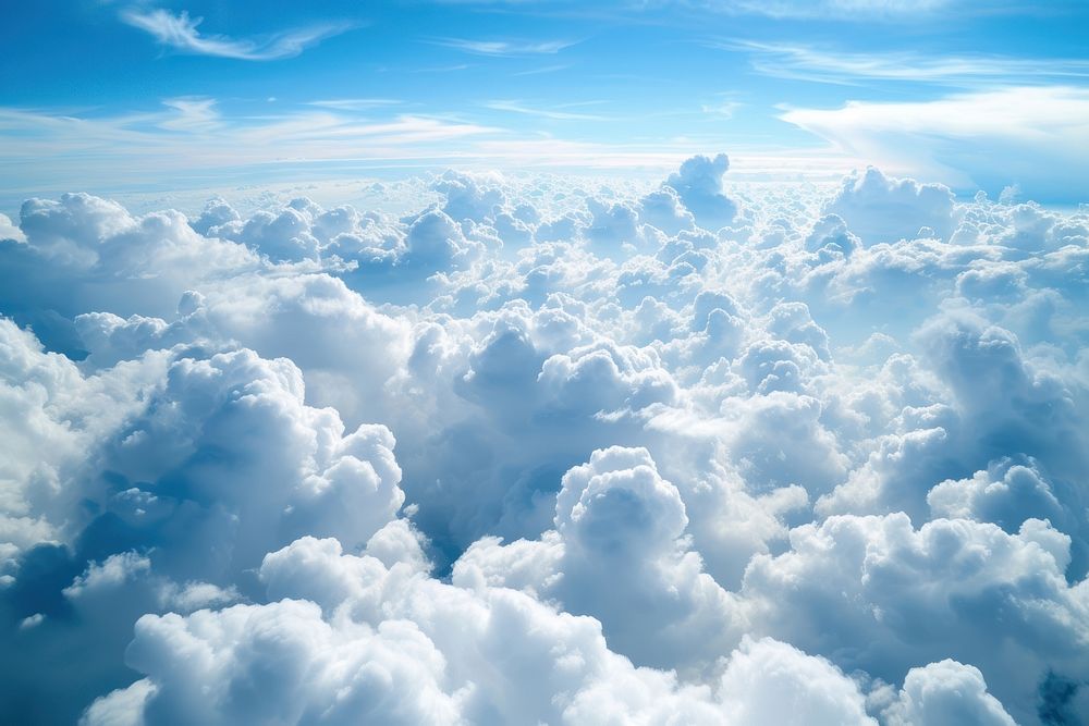 Photo of a view of clouds sky backgrounds airplane.