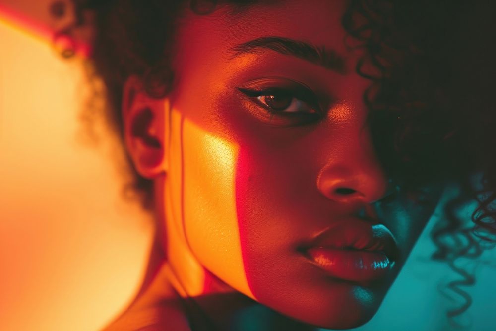 Black woman light leaks adult skin red.