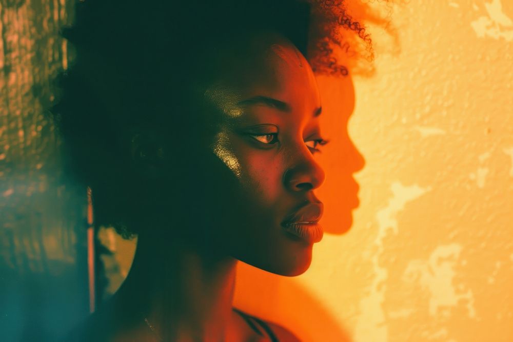 Black woman light leaks photography portrait adult.