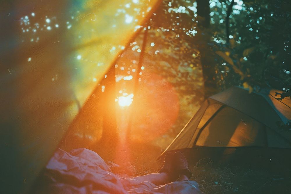 Camping light leaks sunlight outdoors nature.