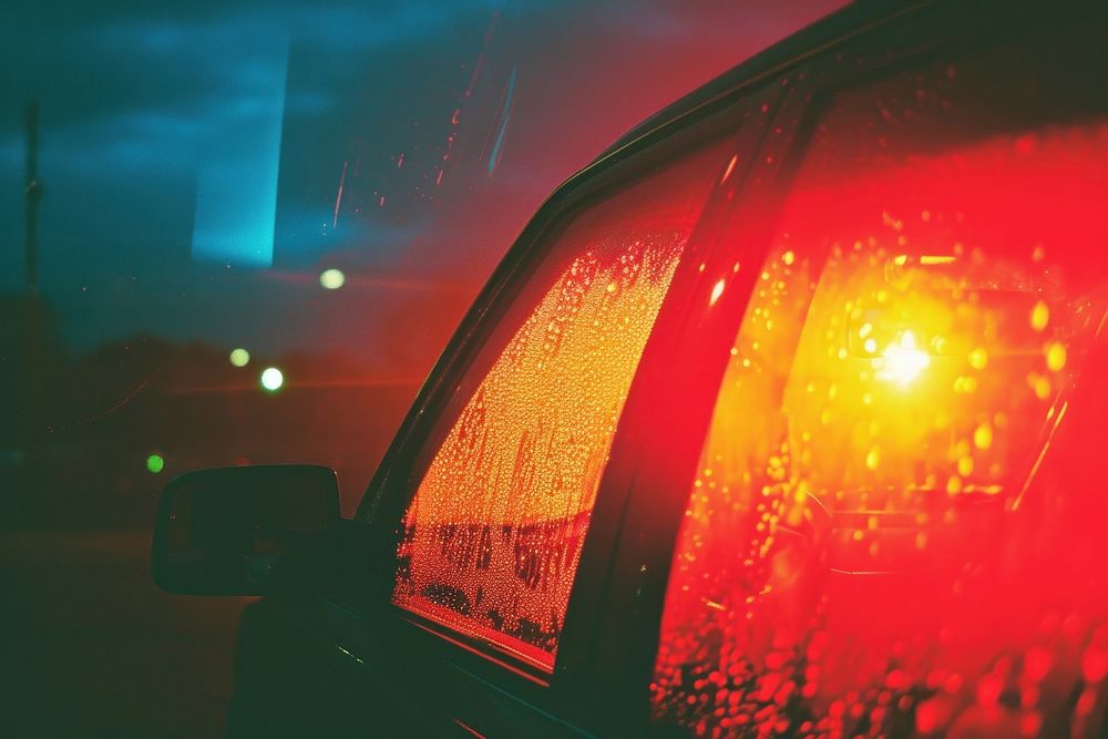 Car light leaks vehicle red transportation.