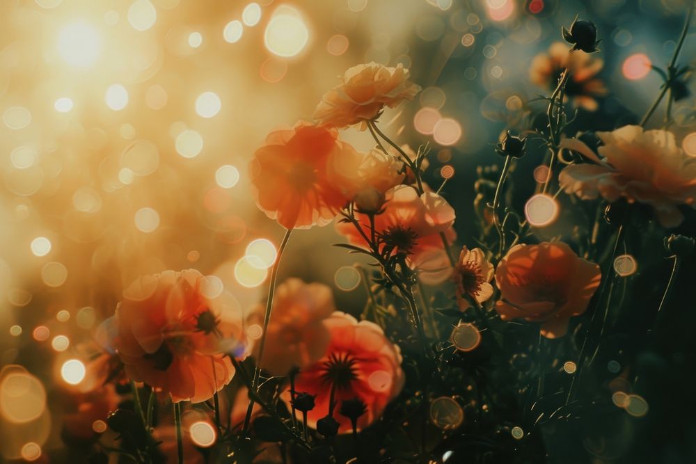 Flowers light leaks backgrounds outdoors nature.
