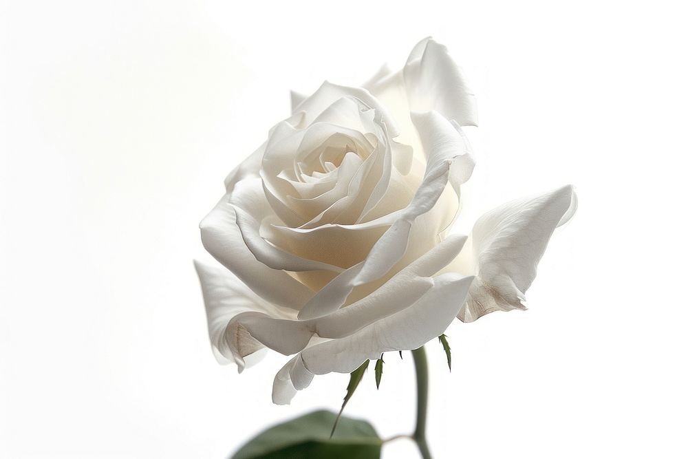 White rose flower plant white background.