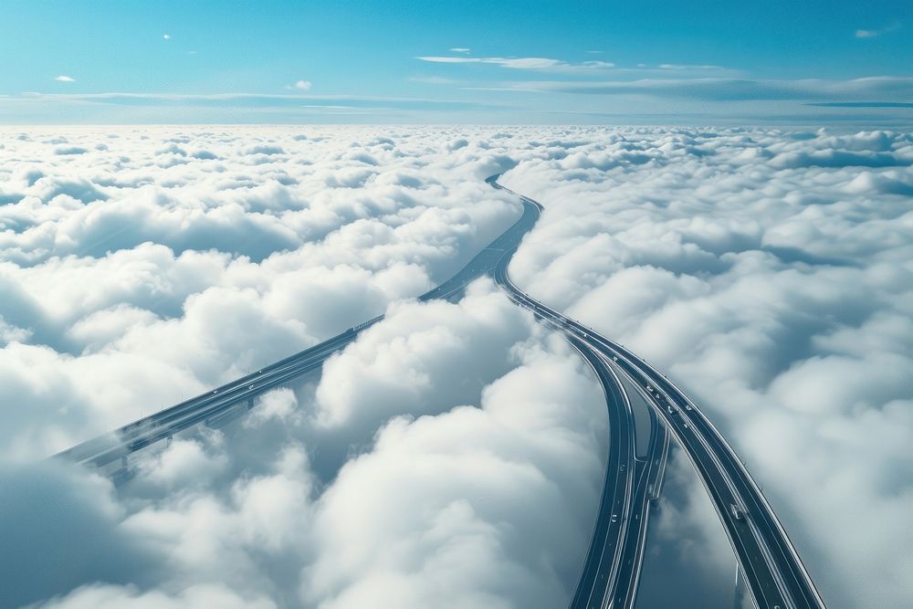 Photo of highways cloud sky airplane.