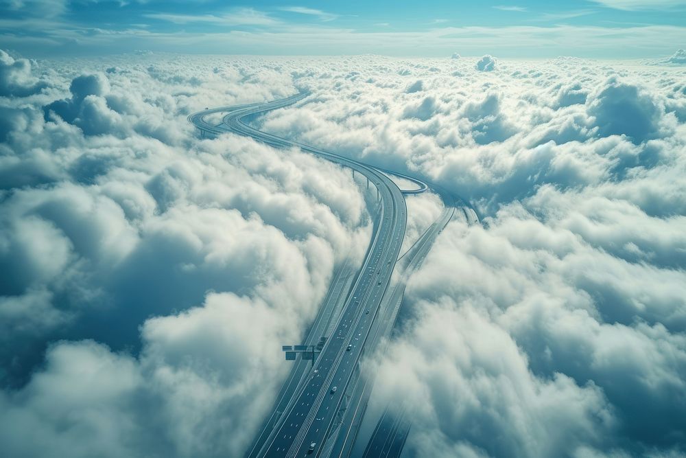 Photo of highways sky backgrounds airplane.