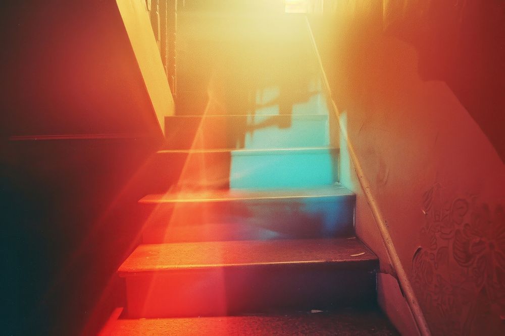 House light leaks architecture staircase red.