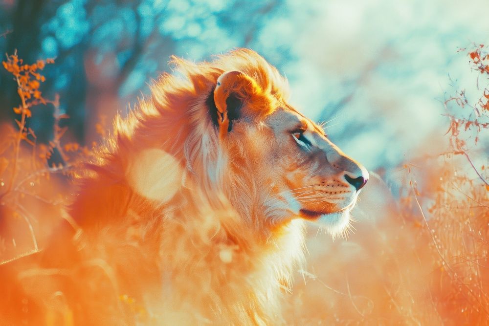 Lion light leaks wildlife outdoors mammal.