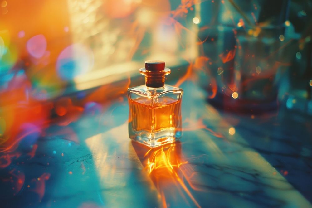 Perfume light leaks bottle illuminated Free Photo rawpixel
