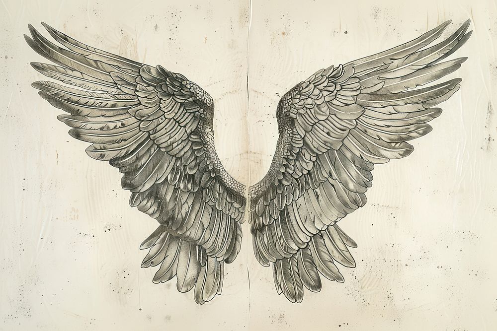 Angel wings drawing sketch bird.