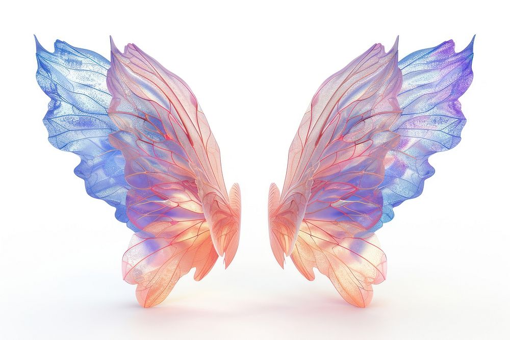 Hologram pair of wings petal white background accessories.