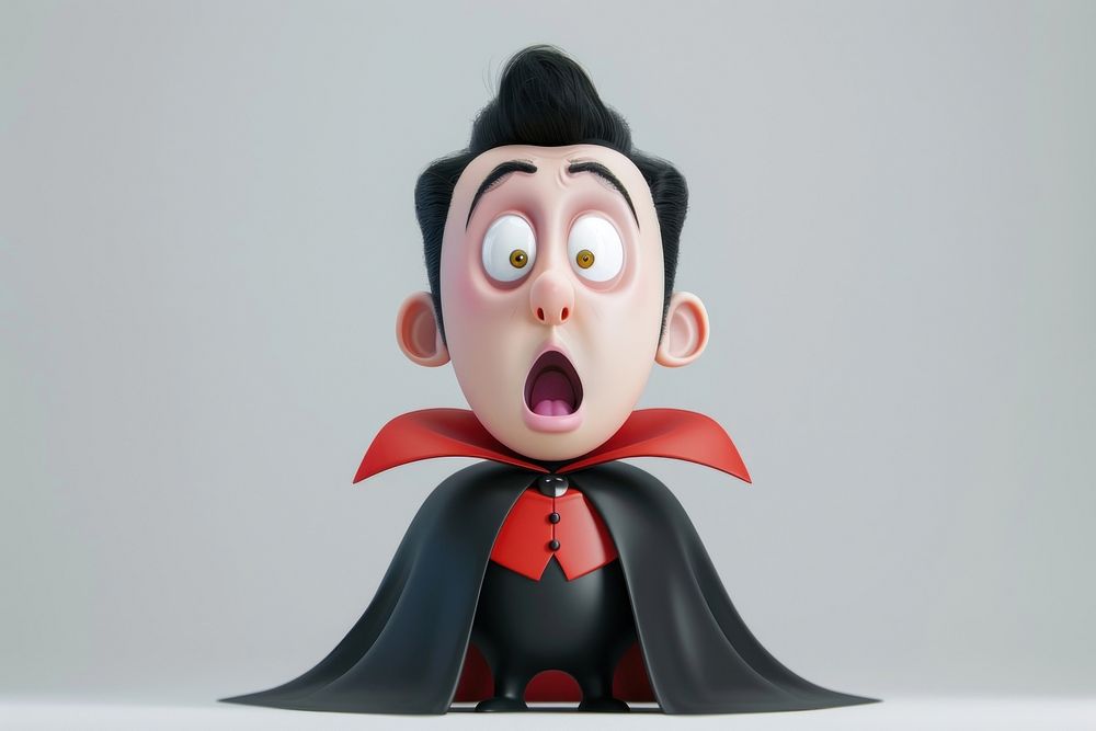 Dracula surprise cartoon face.