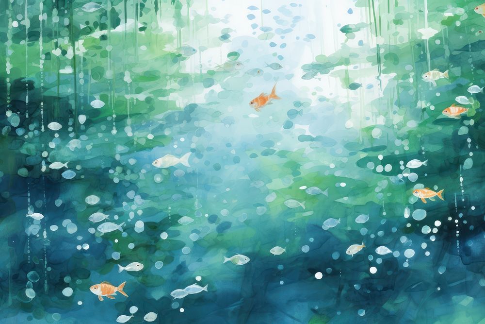 Bubbly underwater backgrounds painting fish.