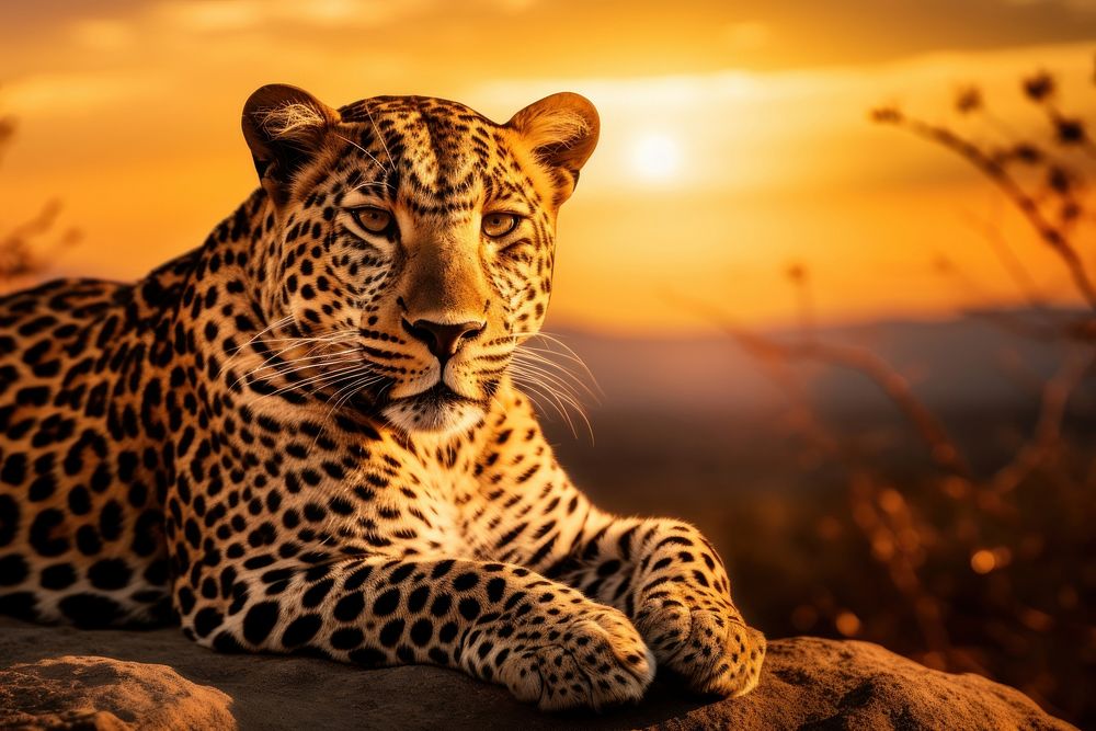 Leopard in a safari landscape wildlife cheetah.