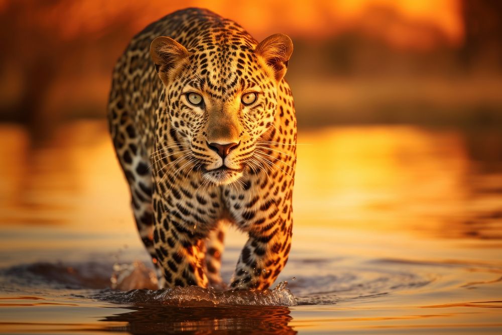 Leopard in a safari wildlife cheetah animal.