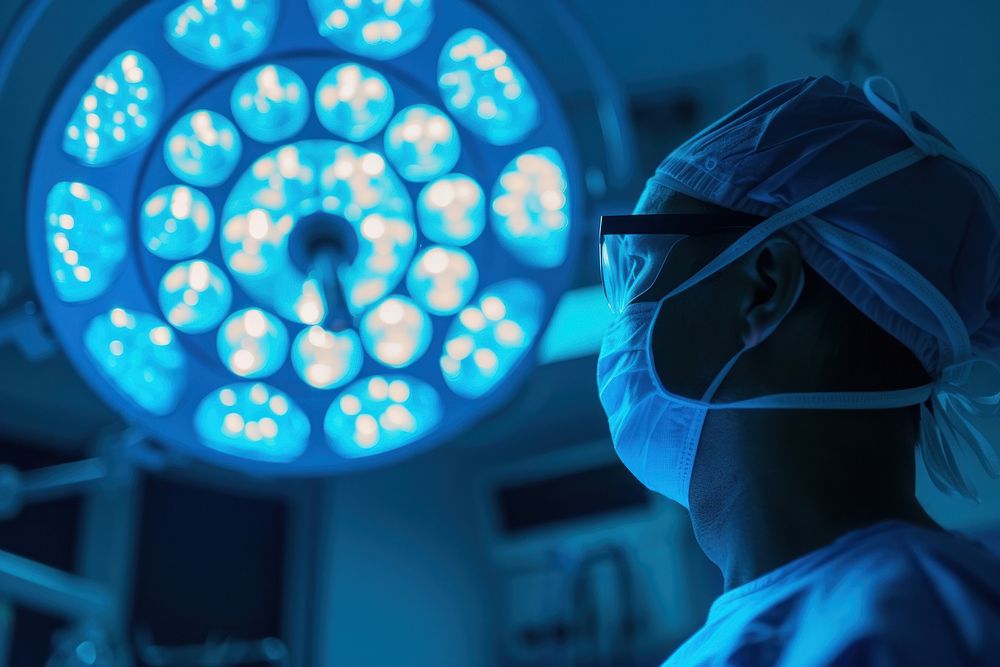 Doctor operating hospital surgeon light.