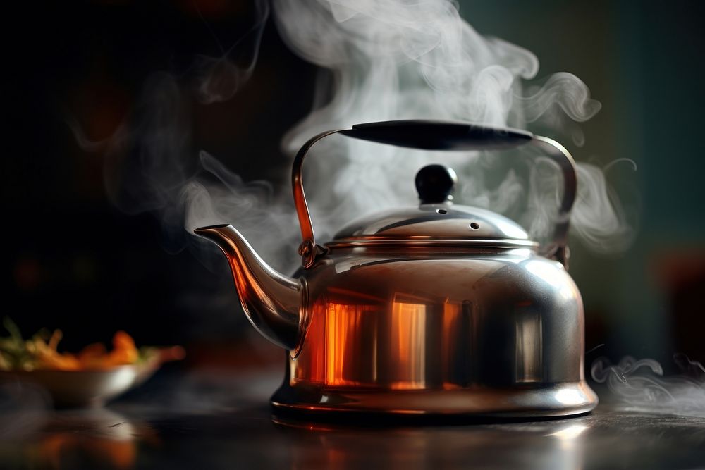 Photo of a boiling kettle studio shot still life appliance.