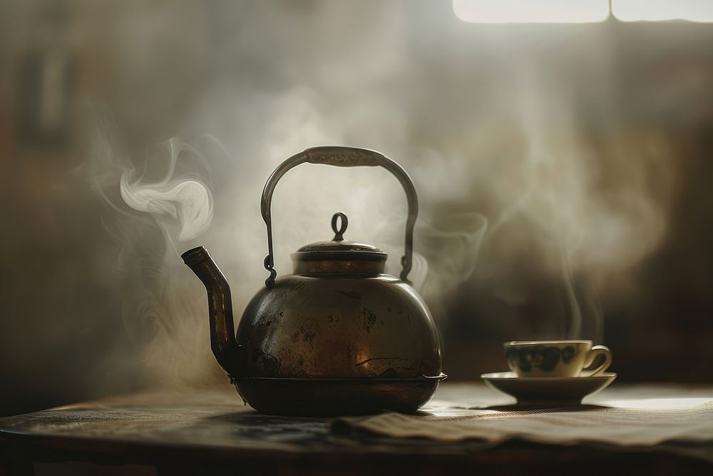 Boiling kettle teapot mug cup.