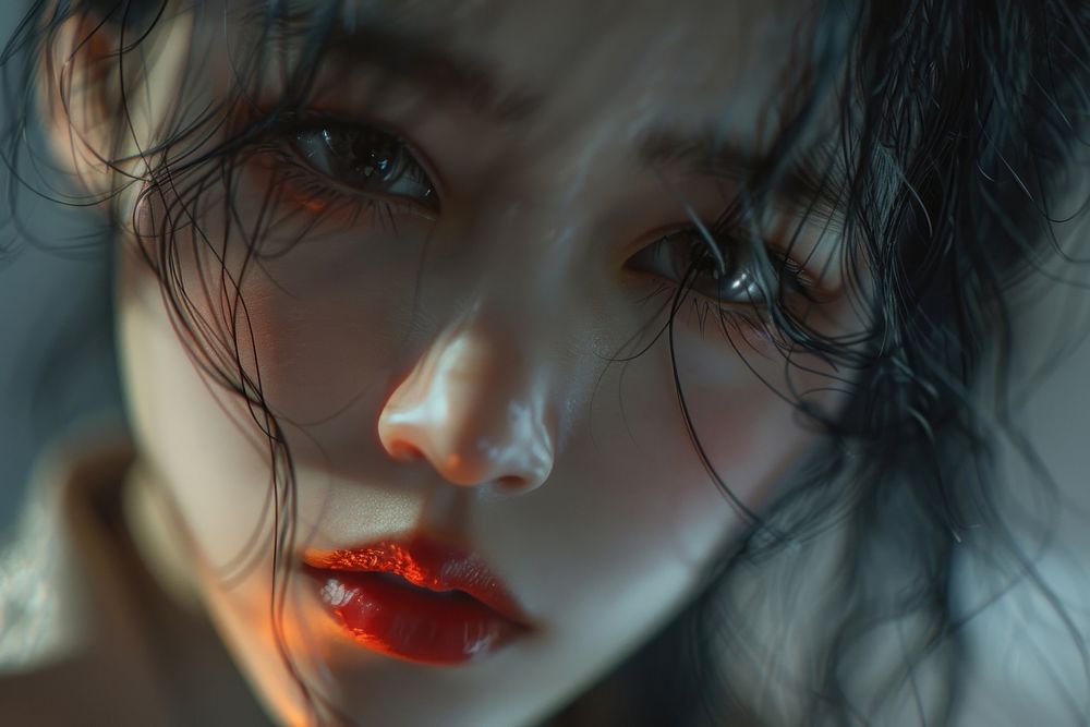 Beautiful vampire women photography lipstick portrait.