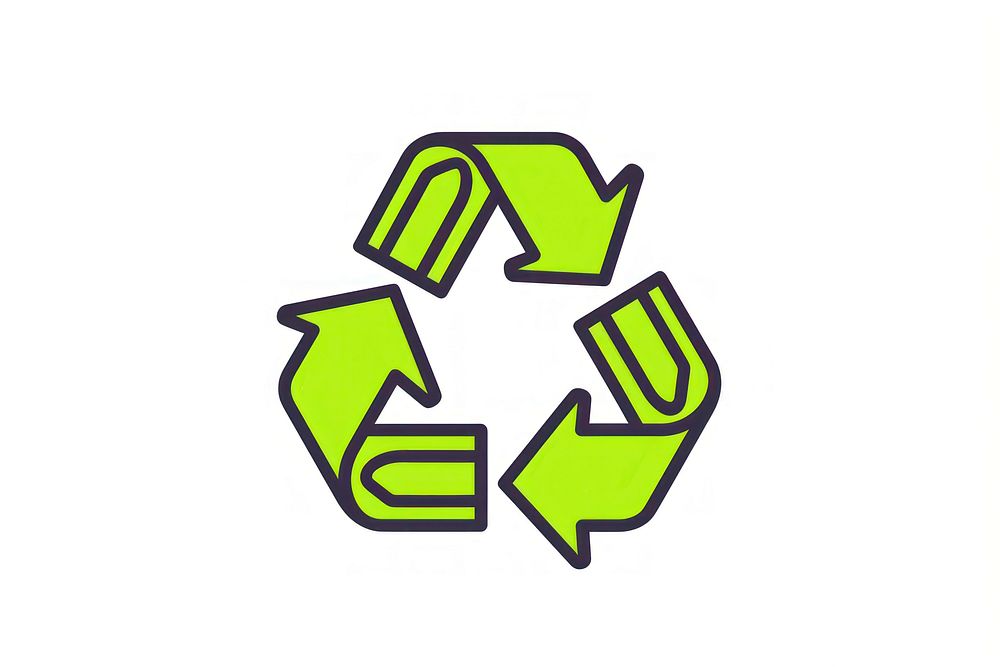 Green recycle icon cartoon line white background.