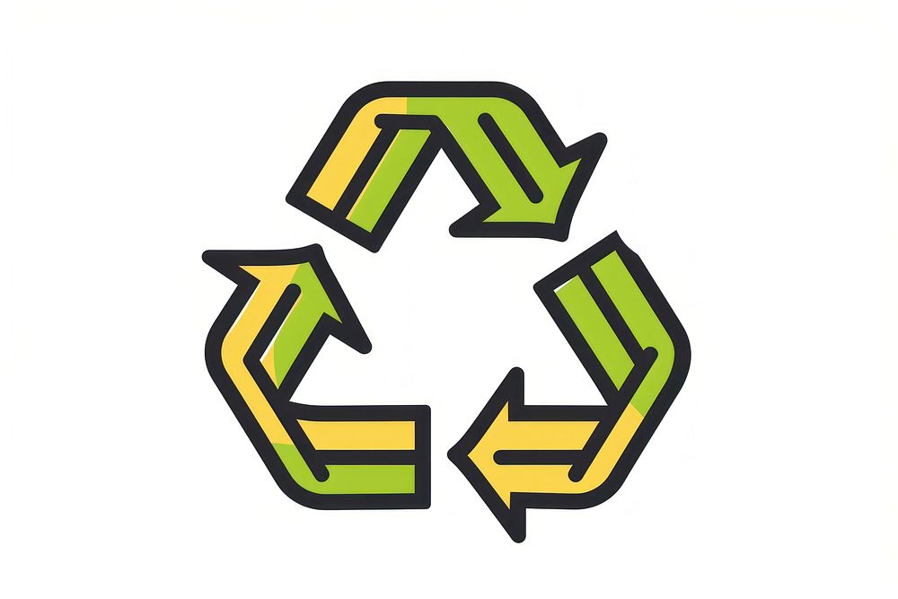 Green recycle icon symbol line white background.
