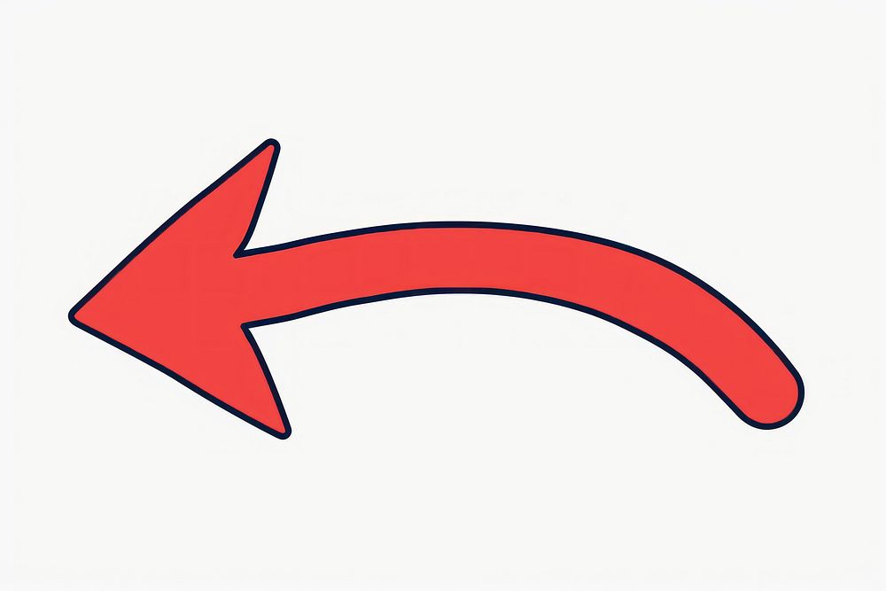 Red curve arrow cartoon drawing line.